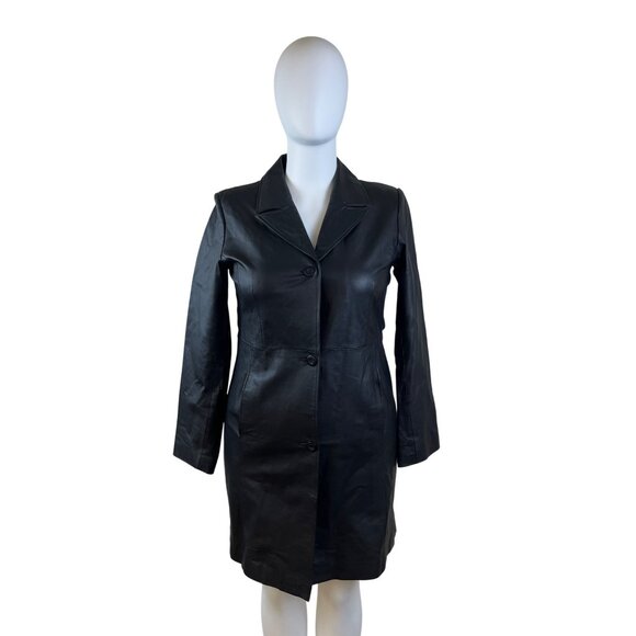 Centigrade Black Women’s Tailored Leather Long Jacket Sz L - Picture 1 of 10